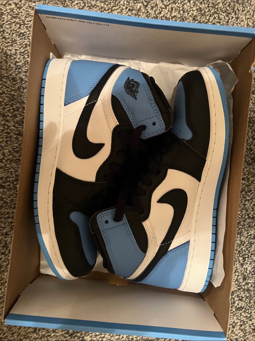 Jordan Men's High Top Sneakers - Black/White/Light Blue